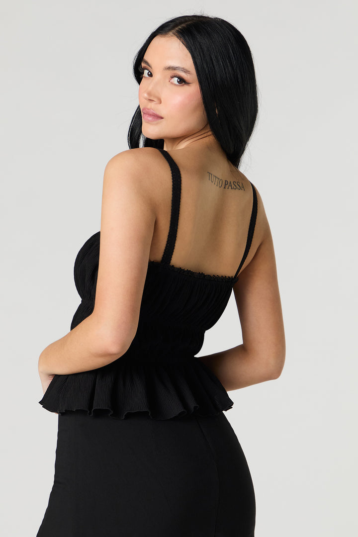Bow Cinched Tank - Black