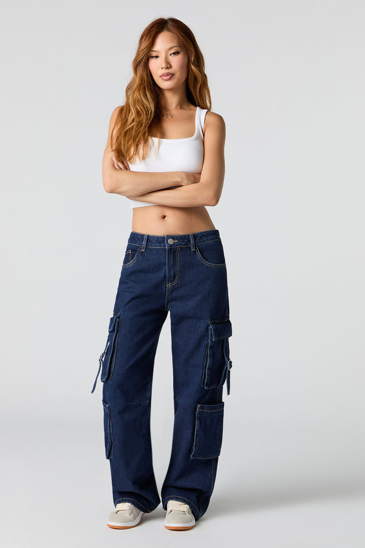 Low Rise Baggy Cargo Jean - Rinse Denim / 00