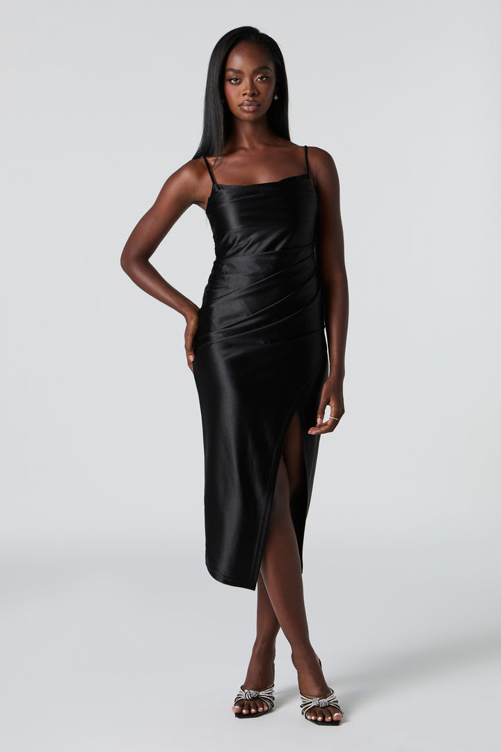Satin Midi Wrap Dress