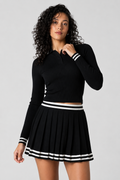 Contrast Knit Pleated Mini Skirt