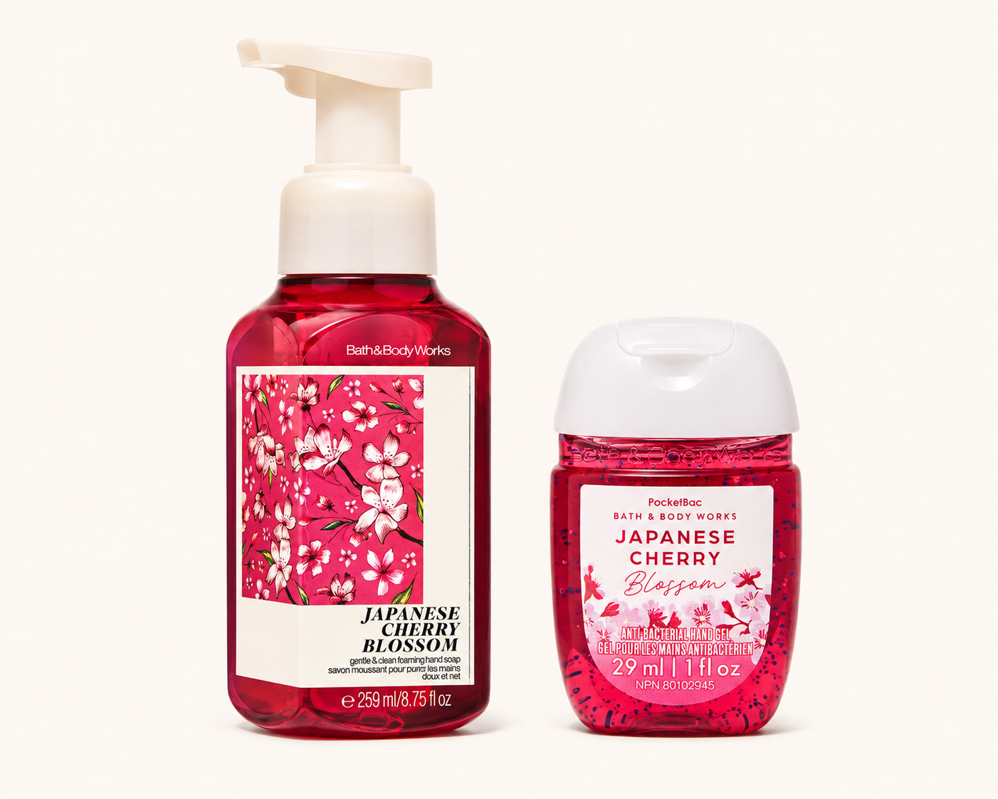 Japanese Cherry Blossom Duo Set – Hand Soap + Sanitizer