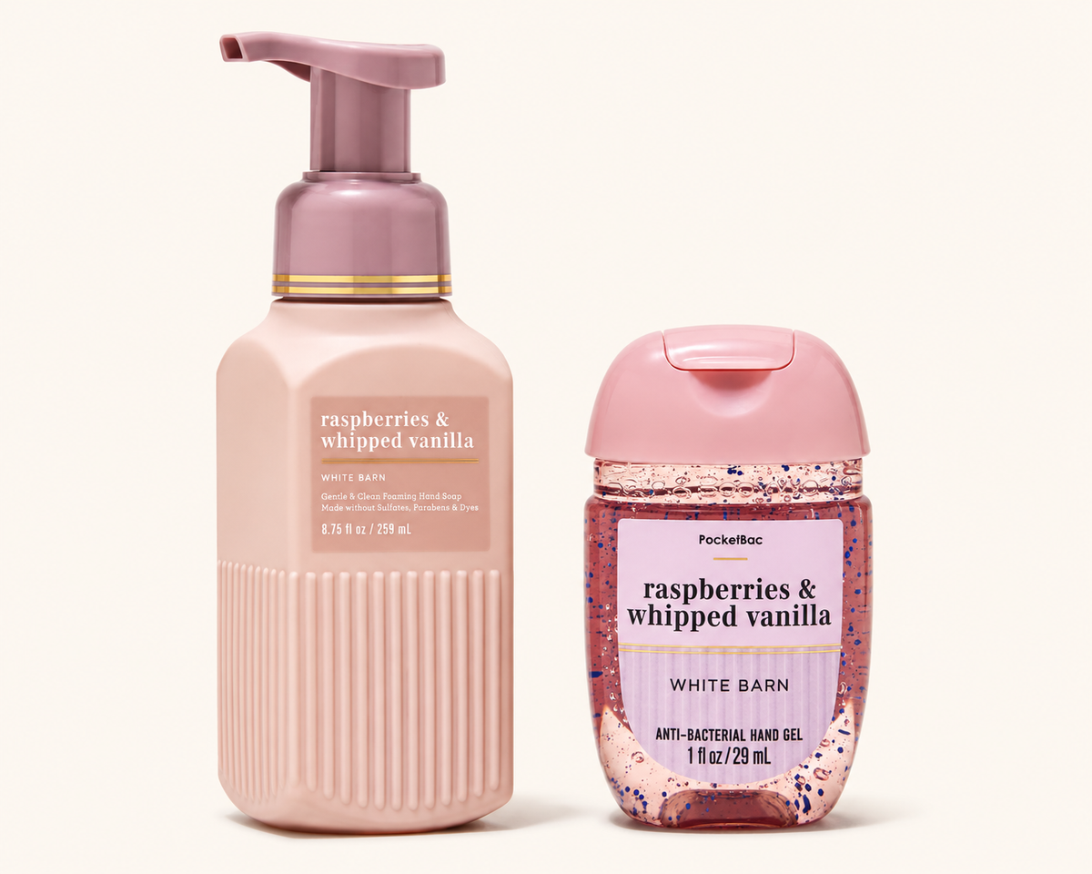 Raspberry Whipped Vanilla Duo Set – Hand Soap + Sanitizer
