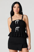 Bow Cinched Tank - Black