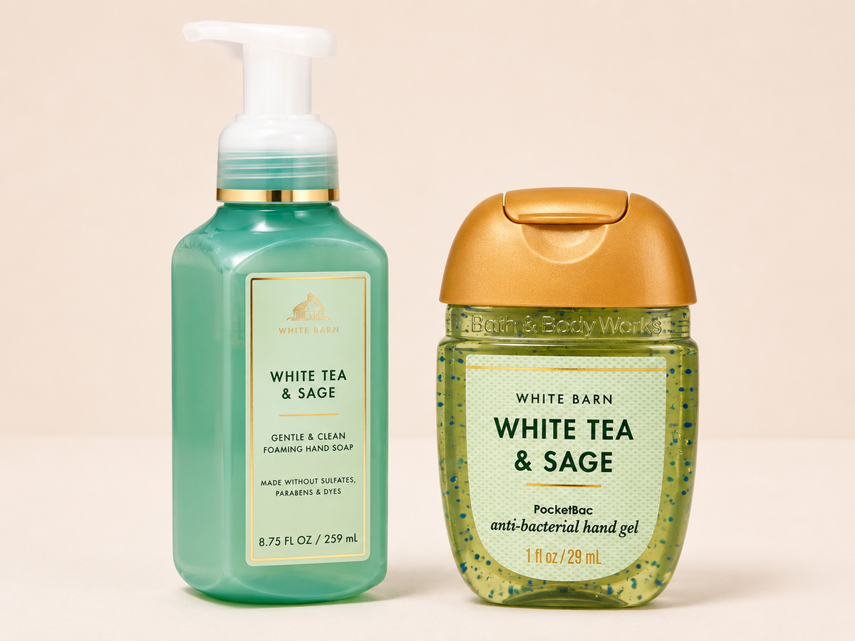 White Tea & Sage Duo Set – Hand Soap + Sanitizer